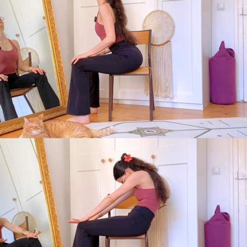 yoga sur chaise ondulations de la colonne